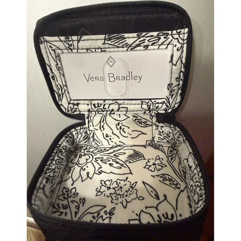 VERA BRADLEY Black Travel Pill Case *No Insert* Performance Twill Lined Zip Clos